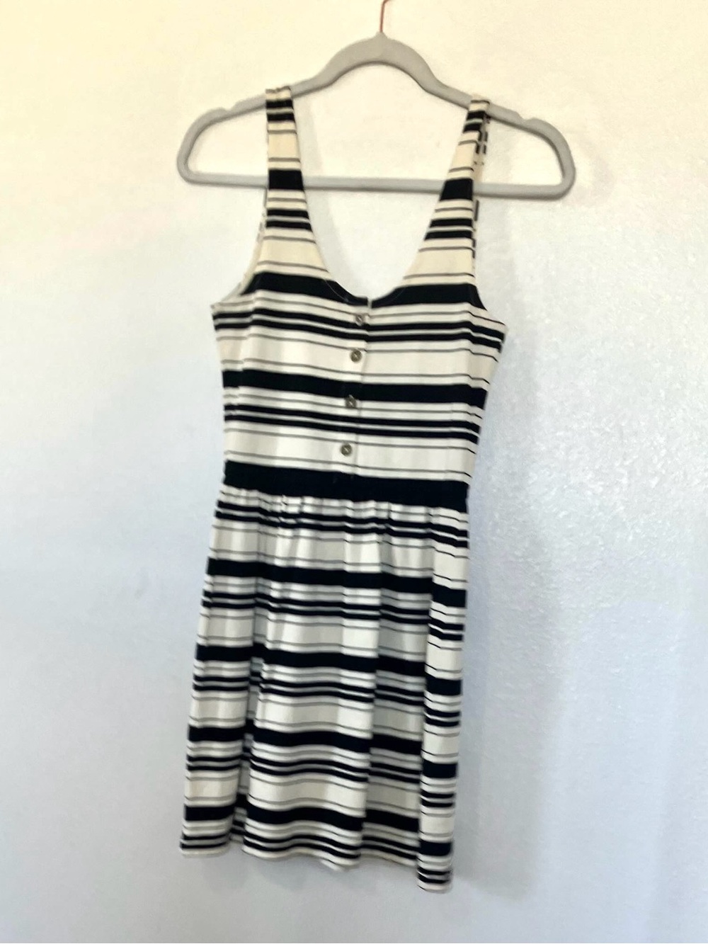 J CREW VILLA BLACK CREAM DRESS FIT FLARE STRIPED SLEEVELESS BUTTON BACK XS - Picture 3 of 5